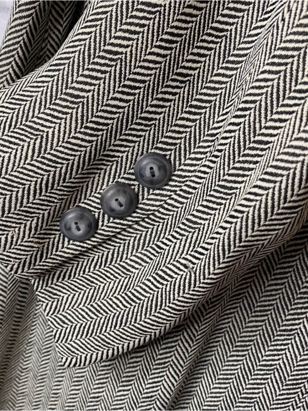 Armani Sleek Herringbone Blazer Sleeve Detail